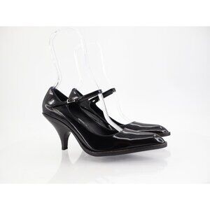 Jeffrey Campbell Mary Jane Pump Size 7.5 Black Patent Leather Kitten Heel Pointe